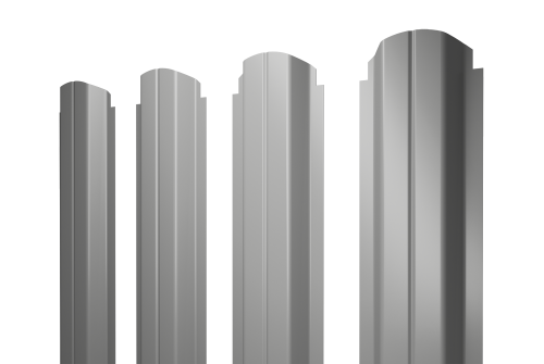 Штакетник П-образный А фигурный 0,5 Satin RAL 9006 бело-алюминиевый
