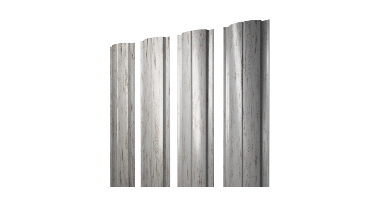 Штакетник Полукруглый Slim с прямым резом 0.45 Print Elite Snow Wood TwinColor