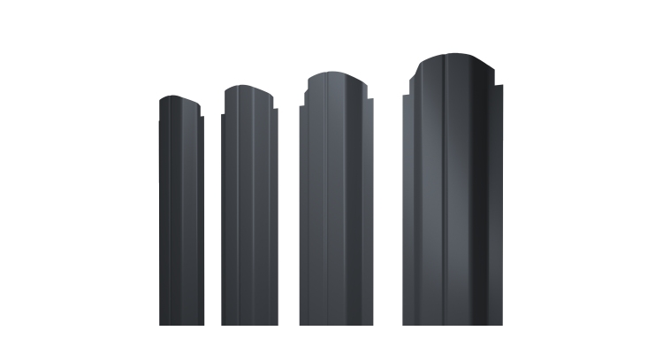 Штакетник П-образный А фигурный 0,45 Drap TR RAL 7024 мокрый асфальт