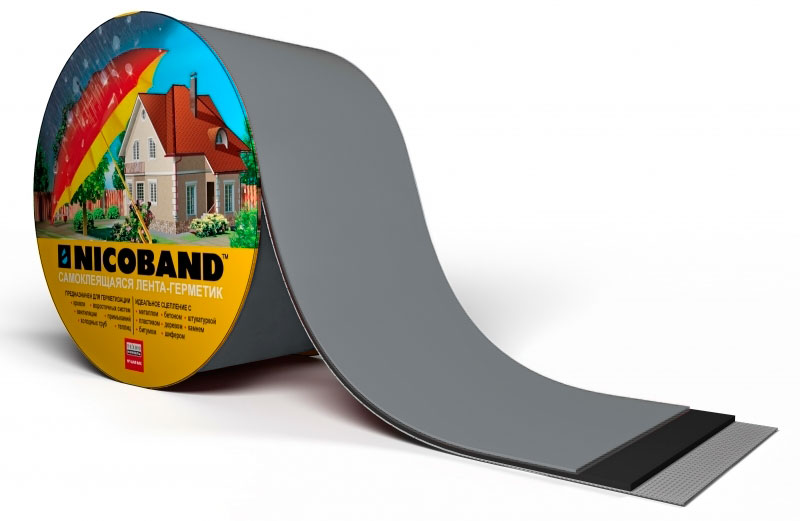 Лента герметизирующая Технониколь Nicoband самоклеящаяся 10мх15см, темно-серая