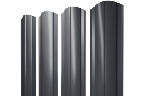 Штакетник Круглый фигурный 0,45 PE RAL 7024 мокрый асфальт